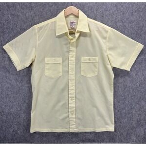 True Vintage 1970s Button Up Shirt Men's Medium Yellow Lightweight‎ Short Sleeve